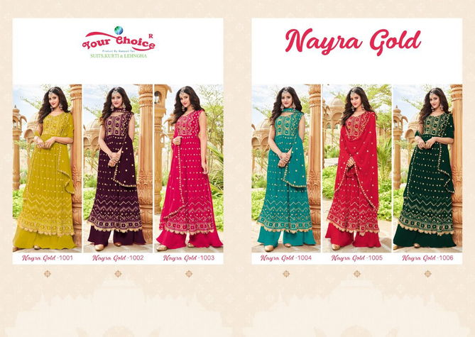 Your Choice Nyraa Gold Heavy Wedding Wear Wholesale Georgette Suits Catalog